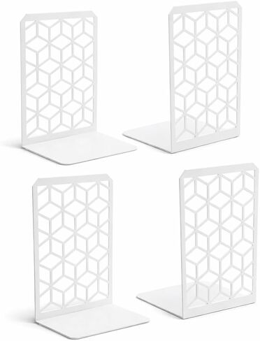 Geomod Geometric Honeycomb Gold Metal Bookends - Tall Sturdy Book نهايات للأرفف - سدادة المكتب الثقيلة الحديثة - المكتب أو كتاب Book Book Book - 6x3.25x6.25 بوصة - 1 زوج in Kuwait