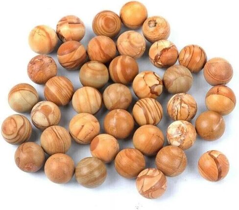 100PCS Natural Wood Grain Stone Gemstones Harmony Round Ball Sphere 14mm in Saudi Arabia