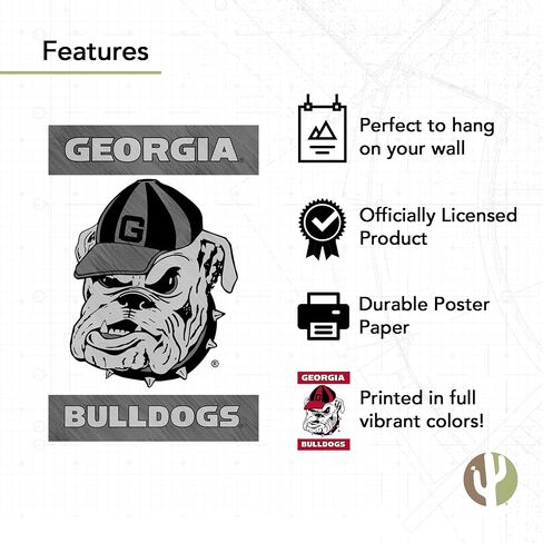 ملصق جامعة صبار الصحراء بجورجيا بلدغ UGA Dawgs غرفة الديكور (كلاسيكية، 11 بوصة × 17 بوصة، C) in Saudi Arabia