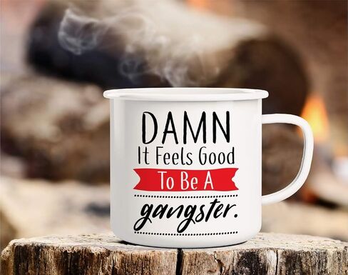كوب قهوة Retreez Damn It Feels Good to Be a Gangster 16 أونصة من الفولاذ المقاوم للصدأ معدني للتخييم في المخيمات - هدية عيد ميلاد ملهمة ساخرة مضحكة لصديق زميل العمل الأخت الأخ الأب الأم in Saudi Arabia