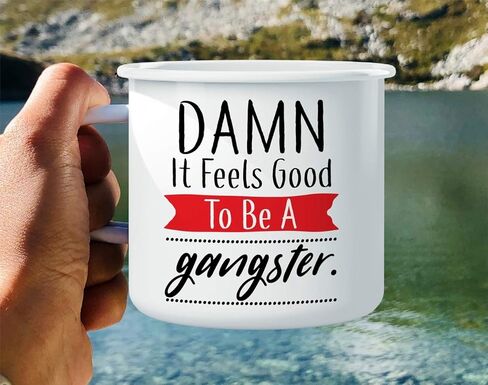 كوب قهوة Retreez Damn It Feels Good to Be a Gangster 16 أونصة من الفولاذ المقاوم للصدأ معدني للتخييم في المخيمات - هدية عيد ميلاد ملهمة ساخرة مضحكة لصديق زميل العمل الأخت الأخ الأب الأم in Saudi Arabia