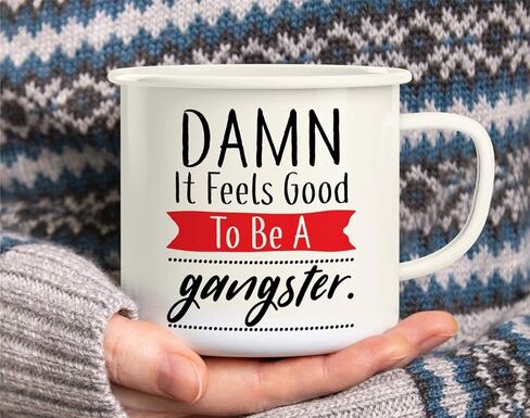كوب قهوة Retreez Damn It Feels Good to Be a Gangster 16 أونصة من الفولاذ المقاوم للصدأ معدني للتخييم في المخيمات - هدية عيد ميلاد ملهمة ساخرة مضحكة لصديق زميل العمل الأخت الأخ الأب الأم in Saudi Arabia