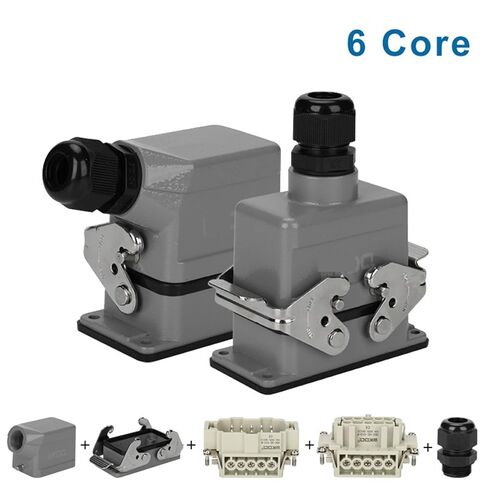 HDC HE 24 Inserts Core 16A 500V Screw Terminal Contact Top/Side Entry Cable Industrial Heavy Duty 1Pcs(Top Entry) in Saudi Arabia