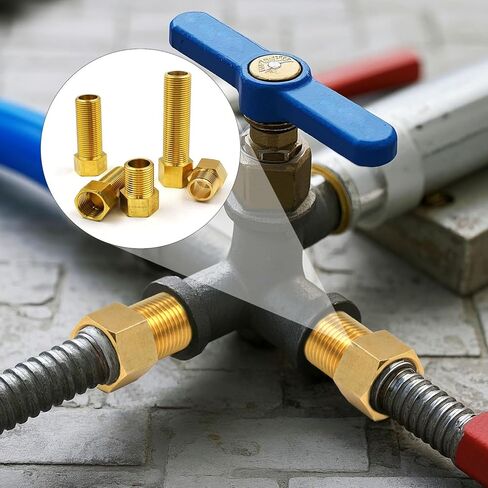 5 عبوات من مجموعة محولات تمديد نحاسية مقاس 1/2 بوصة، تجهيزات أنابيب حلمة ذكر × أنثى مقاس 1/2 بوصة، محول محول جلبة سداسية، الطول 30/40/50/70/100 مم مع شريط إغلاق in Kuwait