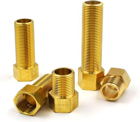 5 عبوات من مجموعة محولات تمديد نحاسية مقاس 1/2 بوصة، تجهيزات أنابيب حلمة ذكر × أنثى مقاس 1/2 بوصة، محول محول جلبة سداسية، الطول 30/40/50/70/100 مم مع شريط إغلاق in Kuwait