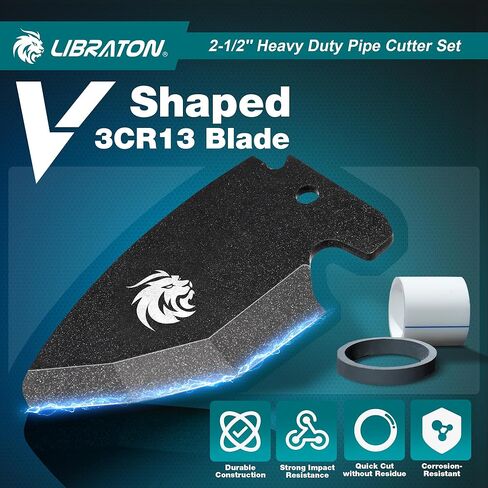 قاطع أنابيب PVC من Libraton، حتى 2-1/2 بوصة، أداة قطع أنابيب السقاطة لPEX، PVC، خراطيم PPR البلاستيكية، قاطع الأنابيب للخدمة الشاقة مع شفرة بديلة لأداة إزالة الأزيز، نطاقان قطع قابلان للتعديل in Kuwait