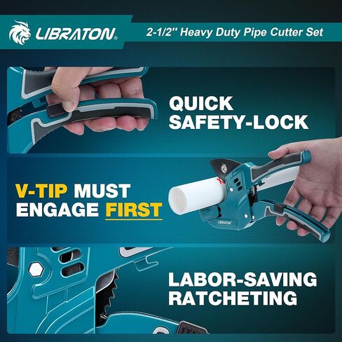 قاطع أنابيب PVC من Libraton، حتى 2-1/2 بوصة، أداة قطع أنابيب السقاطة لPEX، PVC، خراطيم PPR البلاستيكية، قاطع الأنابيب للخدمة الشاقة مع شفرة بديلة لأداة إزالة الأزيز، نطاقان قطع قابلان للتعديل in Kuwait