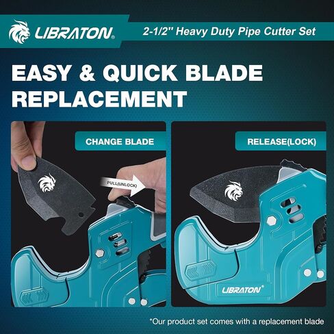 قاطع أنابيب PVC من Libraton، حتى 2-1/2 بوصة، أداة قطع أنابيب السقاطة لPEX، PVC، خراطيم PPR البلاستيكية، قاطع الأنابيب للخدمة الشاقة مع شفرة بديلة لأداة إزالة الأزيز، نطاقان قطع قابلان للتعديل in Kuwait