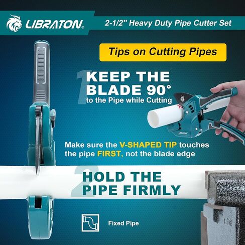 قاطع أنابيب PVC من Libraton، حتى 2-1/2 بوصة، أداة قطع أنابيب السقاطة لPEX، PVC، خراطيم PPR البلاستيكية، قاطع الأنابيب للخدمة الشاقة مع شفرة بديلة لأداة إزالة الأزيز، نطاقان قطع قابلان للتعديل in Kuwait