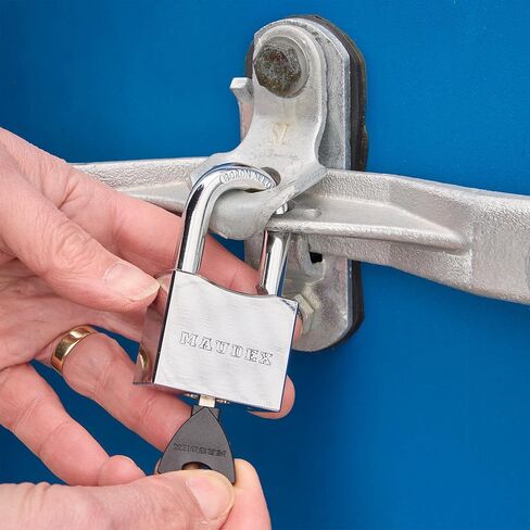 Maudex® RPB50 Heavy Duty Padlock with 5 Keys - 10mm Cut Resistant Hardened Shackle - Weatherproof Chrome Body | Small Keyed Lock for Gym & School Lockers, Gates in Saudi Arabia