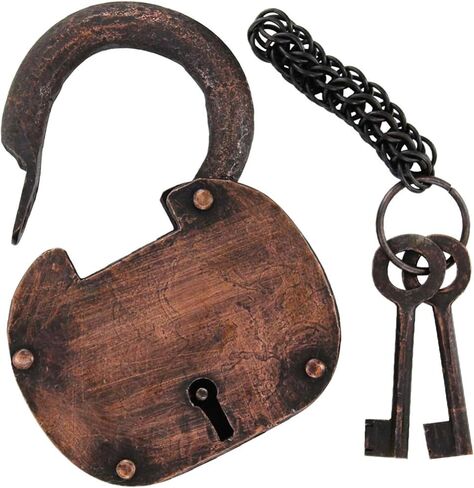 Armory Replicas™ Dungeon Guardian Iron Prison Padlock – Antique Style Lock with Keys and Chainmail Keyring in Saudi Arabia
