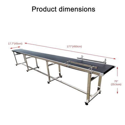 حزام ناقل TECHTONGDA PVC 177 * 15.7 بوصة للتحكم في السرعة قابل للتعديل والدرابزين من الفولاذ المقاوم للصدأ ‌370 واط 110 فولت ناقل كهربائي مع قاعدة مطاطية غير قابلة للانزلاق مع بكرة دعم in Kuwait