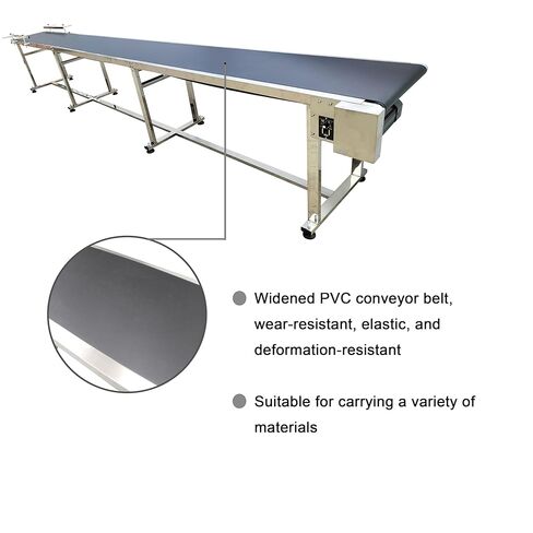 حزام ناقل TECHTONGDA PVC 177 * 15.7 بوصة للتحكم في السرعة قابل للتعديل والدرابزين من الفولاذ المقاوم للصدأ ‌370 واط 110 فولت ناقل كهربائي مع قاعدة مطاطية غير قابلة للانزلاق مع بكرة دعم in Kuwait