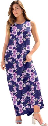 Roaman's Women's Plus Size Sleeveless Crew Neck Maxi Dress in Saudi Arabia