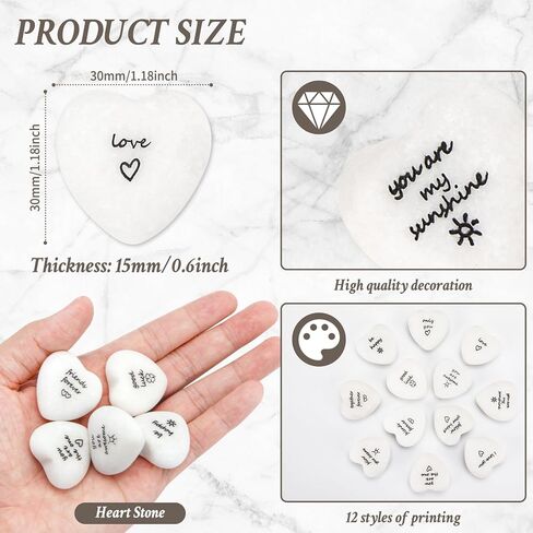24PCS Inspirational Stones with Words of Affirmation, Encouragement Stones for Healing Meditation,Heart Rocks Gifts for a Partner,1.18''Decorative Rocks. in Saudi Arabia