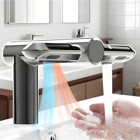 High-Speed Automatic Hand Dryer & Faucet Combo for Commercial/Home Bathrooms - Touchless Infrared Sensor, Dries Hands in 6 Seconds, Low Noise 60 dB, Easy Installation, Hot & Cold Air in Saudi Arabia