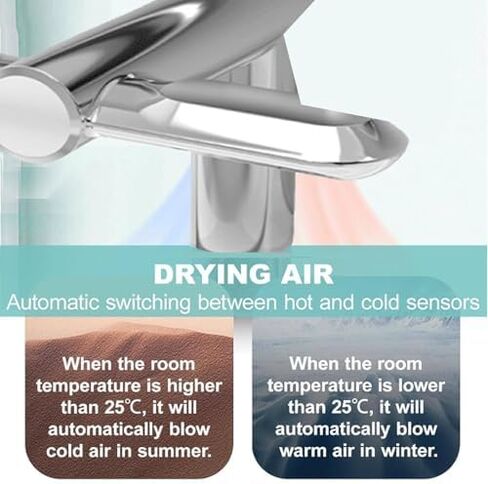 High-Speed Automatic Hand Dryer & Faucet Combo for Commercial/Home Bathrooms - Touchless Infrared Sensor, Dries Hands in 6 Seconds, Low Noise 60 dB, Easy Installation, Hot & Cold Air in Saudi Arabia