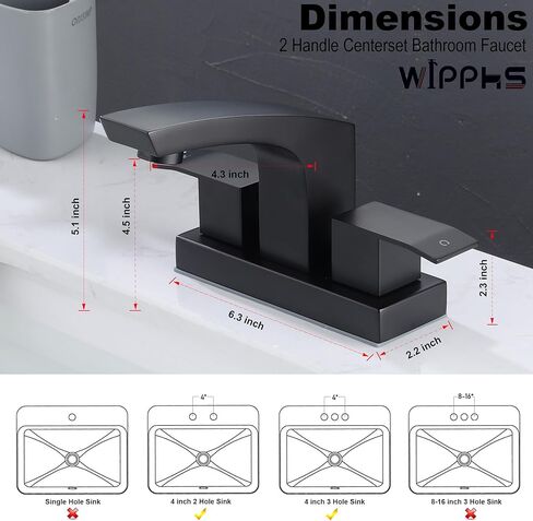 Centerset Bathroom Faucet, Stainless Steel Black Sink Faucet Bathroom with Pop Up Drain and cUPC Supply Hose, 2 Handle 4 inch Center-Set Bathroom Sink Faucet Matte Black 2 Hole in Saudi Arabia