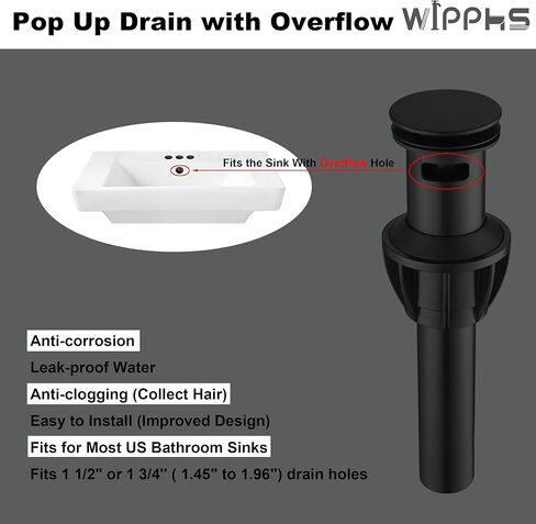 Centerset Bathroom Faucet, Stainless Steel Black Sink Faucet Bathroom with Pop Up Drain and cUPC Supply Hose, 2 Handle 4 inch Center-Set Bathroom Sink Faucet Matte Black 2 Hole in Saudi Arabia