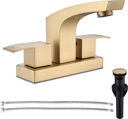 Centerset Bathroom Faucet, Stainless Steel Black Sink Faucet Bathroom with Pop Up Drain and cUPC Supply Hose, 2 Handle 4 inch Center-Set Bathroom Sink Faucet Matte Black 2 Hole in Saudi Arabia