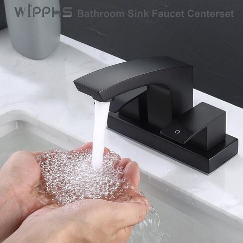 Centerset Bathroom Faucet, Stainless Steel Black Sink Faucet Bathroom with Pop Up Drain and cUPC Supply Hose, 2 Handle 4 inch Center-Set Bathroom Sink Faucet Matte Black 2 Hole in Saudi Arabia