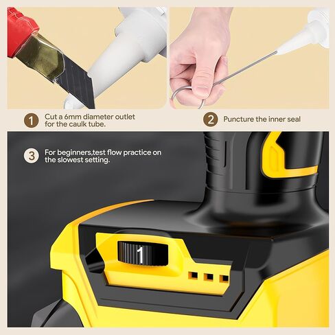 مسدس السد اللاسلكي متوافق مع بطارية DeWalt 20V Max (بدون بطارية) مسدس السد الكهربائي 10 أونصة مع مضاد للتنقيط، سحب تلقائي، ضوء LED، 6 سرعات للملء والختم والإصلاح in Kuwait