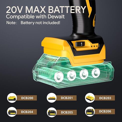 مسدس السد اللاسلكي متوافق مع بطارية DeWalt 20V Max (بدون بطارية) مسدس السد الكهربائي 10 أونصة مع مضاد للتنقيط، سحب تلقائي، ضوء LED، 6 سرعات للملء والختم والإصلاح in Kuwait