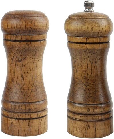 Pepper Grinder and Salt Shaker Set 5.5 Inch Wooden Pepper Mills Shaker with Adjustable Coarseness for Seasoning Meal Prep Cooking Dining in Kuwait