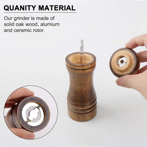 Pepper Grinder and Salt Shaker Set 5.5 Inch Wooden Pepper Mills Shaker with Adjustable Coarseness for Seasoning Meal Prep Cooking Dining in Kuwait