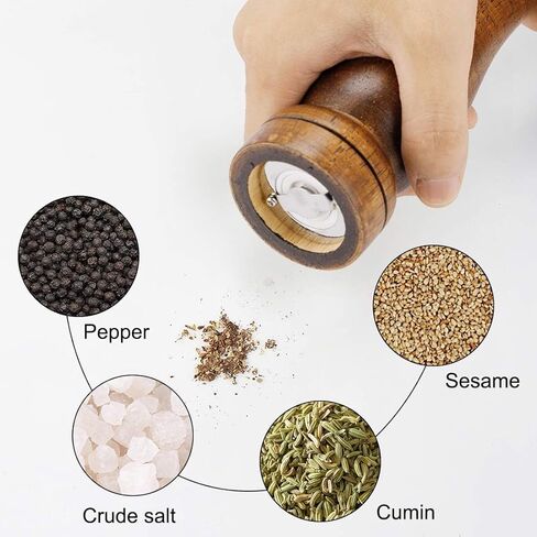 Pepper Grinder and Salt Shaker Set 5.5 Inch Wooden Pepper Mills Shaker with Adjustable Coarseness for Seasoning Meal Prep Cooking Dining in Kuwait