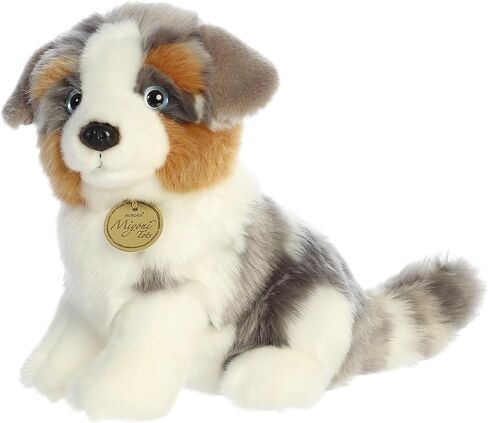 Aurora® Adorable Miyoni® Tots Australian Shepherd Pup Stuffed Animal - Lifelike Details Make a Cherished Companion - Perfect for Decorating Bedrooms or Classrooms - Multicolor 9.5 Inches in Saudi Arabia