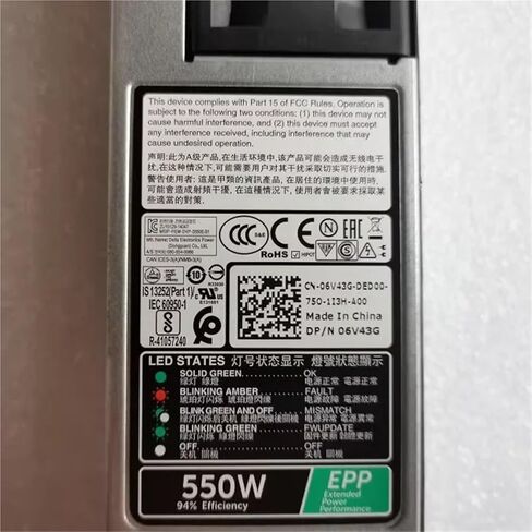 550 واط امدادات الطاقة PSU ل R330 R430 R530 R340 R440 R3930 L550E-S1 D550E-S1 NCNFF 6V43G X185V 0341X in Saudi Arabia