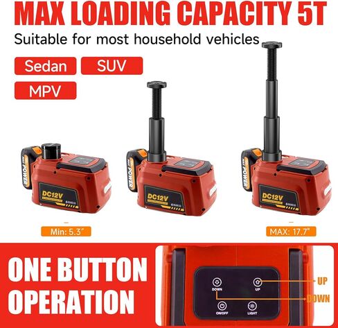 طقم مقبس السيارة الكهربائية E-HEELP يعمل بالبطارية، مقبس هيدروليكي لاسلكي للسيارة 5 طن 21 فولت مع بطارية 4.0 أمبير وجهاز تحكم عن بعد، أداة تغيير الإطارات المحمولة في حالات الطوارئ لسيارة سيدان SUV MPV بيك أب in Kuwait