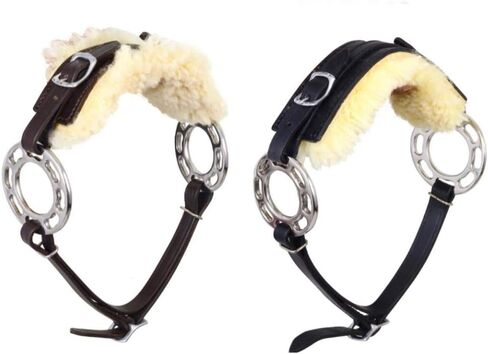 Black/Brown Hackamore Bitless Horse Bit English Western Adjustable Padded Fur Original Leather Bridle Equestrian Tack in Saudi Arabia