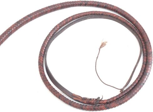 LB'S WHIP مصنوع يدويًا من جلد الكنغر على شكل ثعبان السوط بطول 4 أقدام و12 ضفيرة مع بطن مرن من الجلد بالكامل ومسند بني للفروسية والرياضة الخارجية in Kuwait