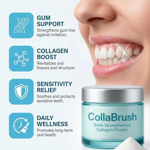 مسحوق كولاجوم سمايل لتقوية الكولاجين، أسنان الكولاجين - مسحوق العناية بمعجون الأسنان هيدروكسيباتيت يحمي اللثة، ويحمي العناية باللثة والمينا، خالي من الفلورايد، تركيبة لطيفة (قطعتين * 50 جم) in Kuwait