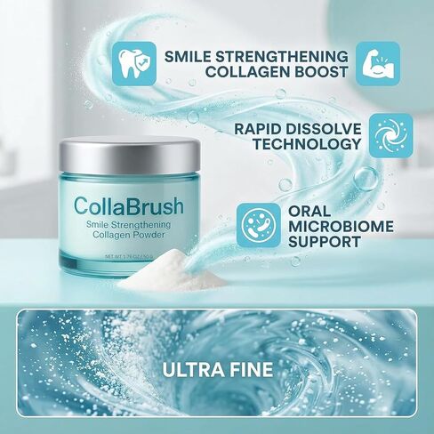 مسحوق كولاجوم سمايل لتقوية الكولاجين، أسنان الكولاجين - مسحوق العناية بمعجون الأسنان هيدروكسيباتيت يحمي اللثة، ويحمي العناية باللثة والمينا، خالي من الفلورايد، تركيبة لطيفة (قطعتين * 50 جم) in Kuwait