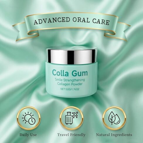 مسحوق كولاجوم سمايل لتقوية الكولاجين، أسنان الكولاجين - مسحوق العناية بمعجون الأسنان هيدروكسيباتيت يحمي اللثة، ويحمي العناية باللثة والمينا، خالي من الفلورايد، تركيبة لطيفة (قطعتين * 50 جم) in Kuwait