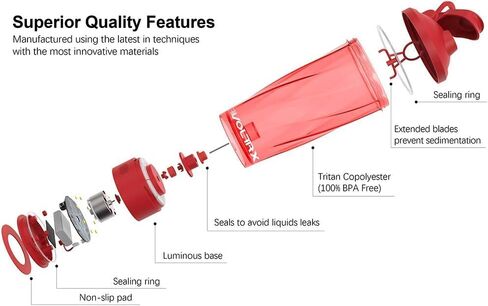 VOLTRX Premium Electric Protein Shaker Bottle, Made with Tritan - BPA Free - 24 oz Vortex Portable Mixer Cup/USB C Rechargeable Shaker Cups for Protein Shakes in Saudi Arabia