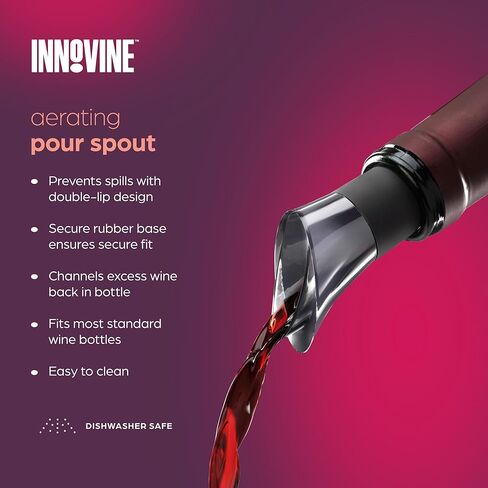 Innovine Drip Stop Pour Spout, Reusable Wine Pourer, Durable Construction with Rubber Base, Perfect for White and Red Wines, Home Bar Accessories, Kitchen Essentials, Barware, Set of 2 in Saudi Arabia