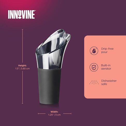 Innovine Drip Stop Pour Spout, Reusable Wine Pourer, Durable Construction with Rubber Base, Perfect for White and Red Wines, Home Bar Accessories, Kitchen Essentials, Barware, Set of 2 in Saudi Arabia