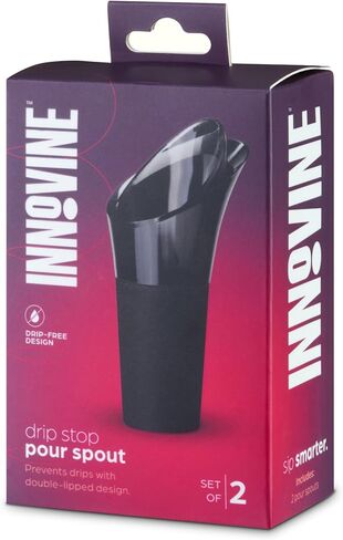 Innovine Drip Stop Pour Spout, Reusable Wine Pourer, Durable Construction with Rubber Base, Perfect for White and Red Wines, Home Bar Accessories, Kitchen Essentials, Barware, Set of 2 in Saudi Arabia