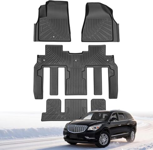 Floor Mats for Chevy Traverse 2009-2017 | Buick Enclave 2008-2017 | GMC Acadia 2007-2017 | Saturn Outlook 2007-2010, All Weather Custom Fit for Chevrolet Traverse Front & 2nd 3rd Row & Trunk Mat in Saudi Arabia