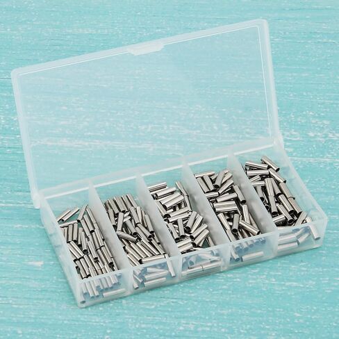 250pcs Single Barrel Crimp Sleeves Kit, Copper Barrel Crimp Sleeves Copper Tube, Fishing Line Rigging, Wire Rope Tube Connector Kit for Rigging Accessories in Saudi Arabia