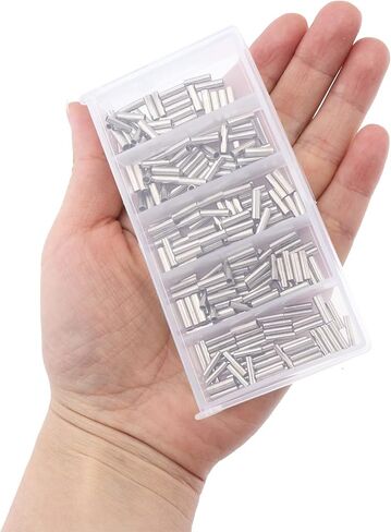 250pcs Single Barrel Crimp Sleeves Kit, Copper Barrel Crimp Sleeves Copper Tube, Fishing Line Rigging, Wire Rope Tube Connector Kit for Rigging Accessories in Saudi Arabia