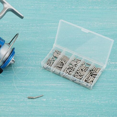 250pcs Single Barrel Crimp Sleeves Kit, Copper Barrel Crimp Sleeves Copper Tube, Fishing Line Rigging, Wire Rope Tube Connector Kit for Rigging Accessories in Saudi Arabia