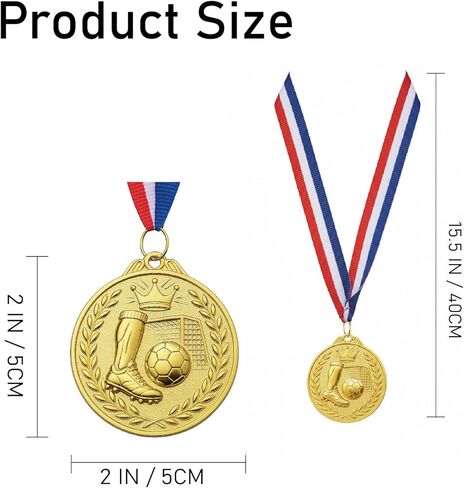 10 Pack Soccer Medals for Kids – Gold Award Medals with Ribbon, Soccer Ball and Crown Design, Perfect for Sports Games, School Competitions, and Soccer Party Rewards in Kuwait