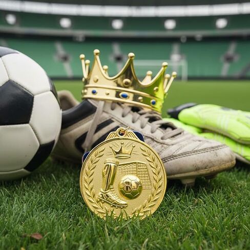 10 Pack Soccer Medals for Kids – Gold Award Medals with Ribbon, Soccer Ball and Crown Design, Perfect for Sports Games, School Competitions, and Soccer Party Rewards in Kuwait