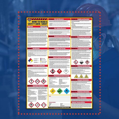 How to Read A Safety Data Sheets (SDS/MSDS) Poster, 24 x 33 Inch, UV Coated with SDS/MSDS Sticker- Roll of 250 (Poster and Sticker) in Kuwait