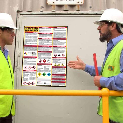How to Read A Safety Data Sheets (SDS/MSDS) Poster, 24 x 33 Inch, UV Coated with SDS/MSDS Sticker- Roll of 250 (Poster and Sticker) in Kuwait